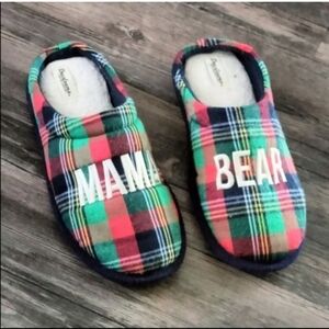 Dearfoams Multicolor Plaid Mama Bear Slippers